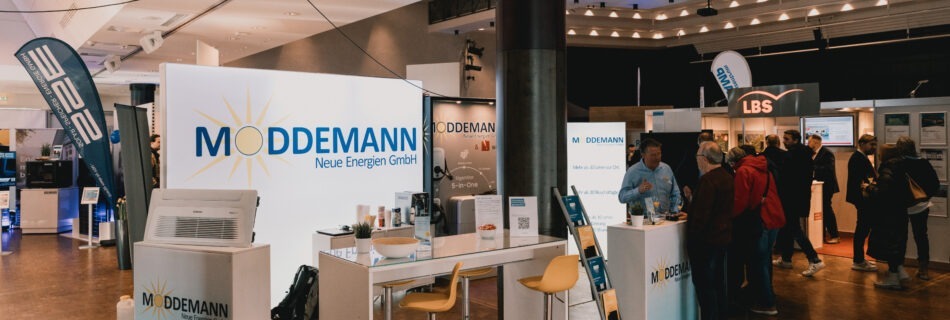 Der Messestand der Firma Moddemann Neue Energien GmbH auf der Baumesse Rheine und der Emlichheimer Baumesse